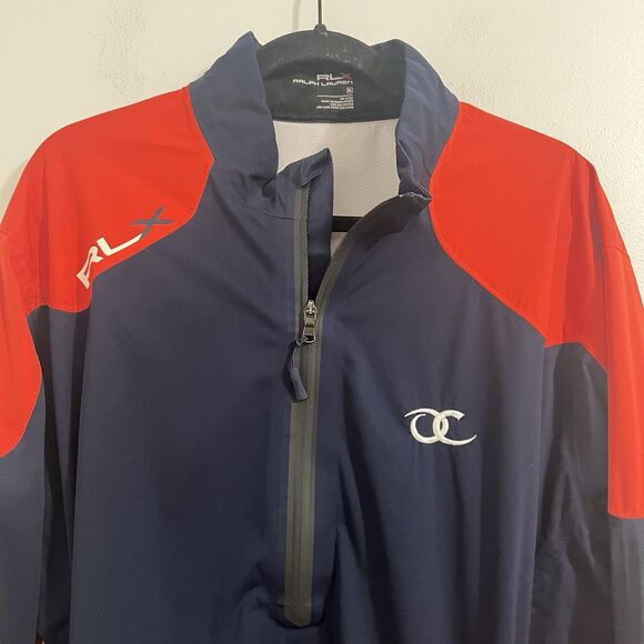 Ralph Lauren RLX Pullover Jacket Men XL Blue Orange Windbreaker Golf Performance - Picture 2 of 8